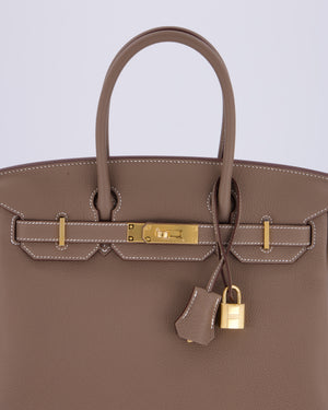 *HOLY GRAIL* Hermès Birkin 30 Retourne Bag in Etoupe Togo Leather with Gold Hardware