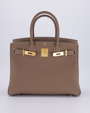 *HOLY GRAIL* Hermès Birkin 30 Retourne Bag in Etoupe Togo Leather with Gold Hardware