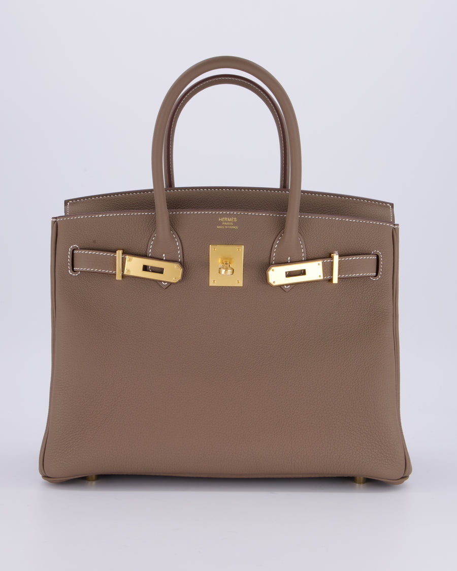 *HOLY GRAIL* Hermès Birkin 30 Retourne Bag in Etoupe Togo Leather with Gold Hardware