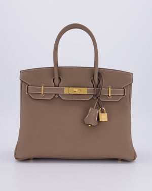 *HOLY GRAIL* Hermès Birkin 30 Retourne Bag in Etoupe Togo Leather with Gold Hardware