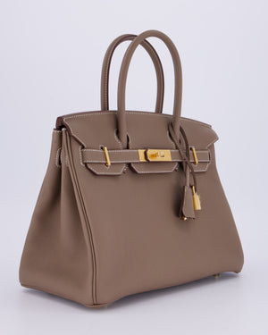*HOLY GRAIL* Hermès Birkin 30 Retourne Bag in Etoupe Togo Leather with Gold Hardware