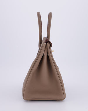 *HOLY GRAIL* Hermès Birkin 30 Retourne Bag in Etoupe Togo Leather with Gold Hardware