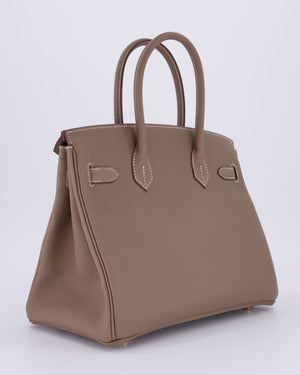*HOLY GRAIL* Hermès Birkin 30 Retourne Bag in Etoupe Togo Leather with Gold Hardware