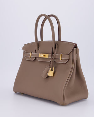*HOLY GRAIL* Hermès Birkin 30 Retourne Bag in Etoupe Togo Leather with Gold Hardware