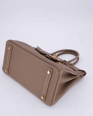 *HOLY GRAIL* Hermès Birkin 30 Retourne Bag in Etoupe Togo Leather with Gold Hardware