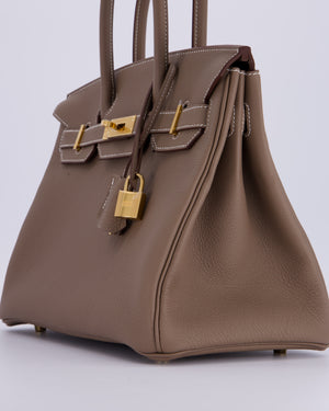 *HOLY GRAIL* Hermès Birkin 30 Retourne Bag in Etoupe Togo Leather with Gold Hardware