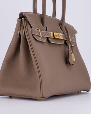 *HOLY GRAIL* Hermès Birkin 30 Retourne Bag in Etoupe Togo Leather with Gold Hardware