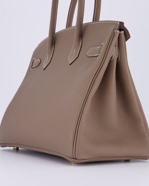 *HOLY GRAIL* Hermès Birkin 30 Retourne Bag in Etoupe Togo Leather with Gold Hardware