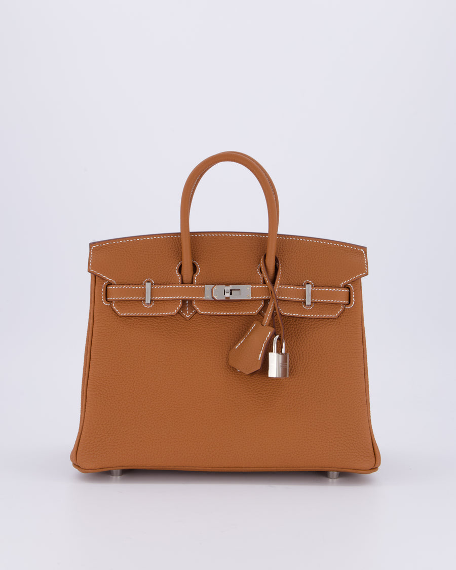 Hermès Birkin 25 Retourne Gold Togo Leather with Palladium Hardware