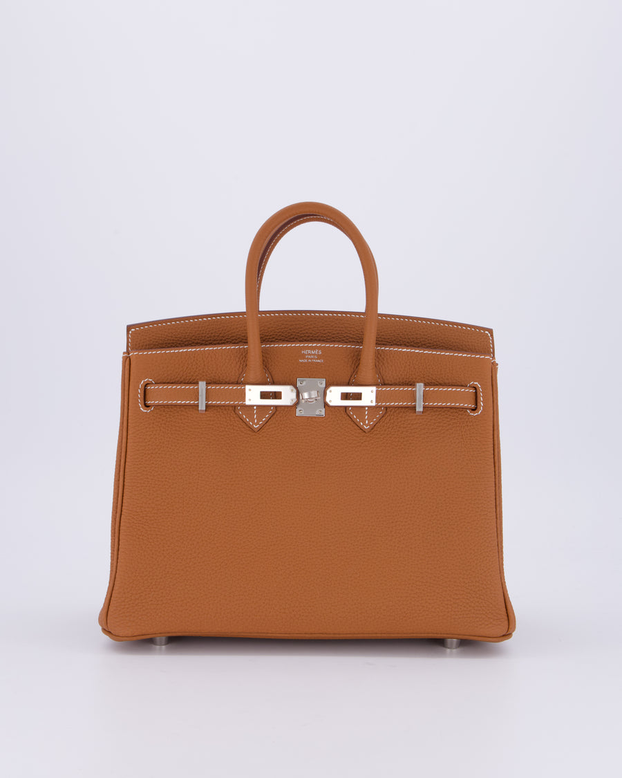 Hermès Birkin 25 Retourne Gold Togo Leather with Palladium Hardware