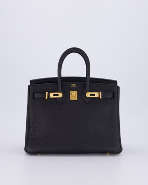 *HOT* Hermès Birkin 25 Retourne Bag in Noir Togo Leather with Gold Hardware