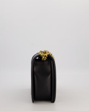 Chanel Black Medium Boy Bag in Quilted Lambskin Leather with Brushed Gold Hardware
