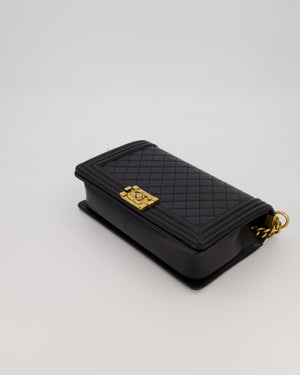 Chanel Black Medium Boy Bag in Quilted Lambskin Leather with Brushed Gold Hardware