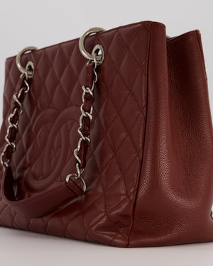 Chanel Burgundy Caviar GST Grand Shopper Tote Bag with Silver Hardware