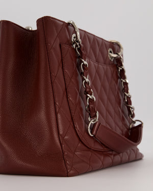 Chanel Burgundy Caviar GST Grand Shopper Tote Bag with Silver Hardware