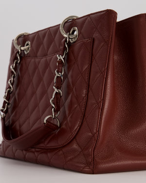 Chanel Burgundy Caviar GST Grand Shopper Tote Bag with Silver Hardware