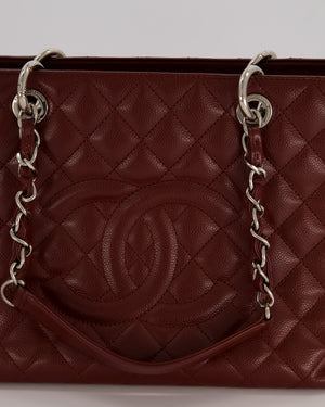 Chanel Burgundy Caviar GST Grand Shopper Tote Bag with Silver Hardware