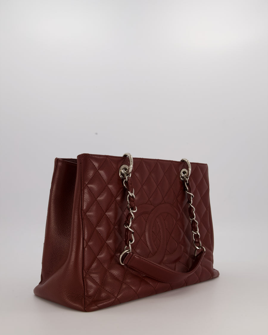 Chanel Burgundy Caviar GST Grand Shopper Tote Bag with Silver Hardware