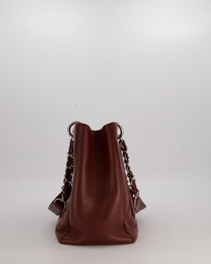 Chanel Burgundy Caviar GST Grand Shopper Tote Bag with Silver Hardware