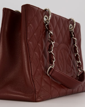 Chanel Burgundy Caviar GST Grand Shopper Tote Bag with Silver Hardware