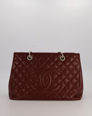 Chanel Burgundy Caviar GST Grand Shopper Tote Bag with Silver Hardware