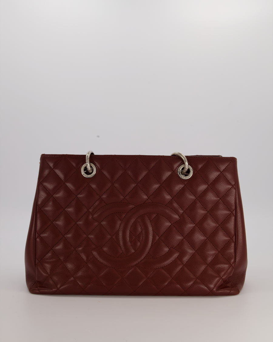 Chanel Burgundy Caviar GST Grand Shopper Tote Bag with Silver Hardware