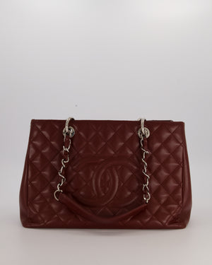 Chanel Burgundy Caviar GST Grand Shopper Tote Bag with Silver Hardware