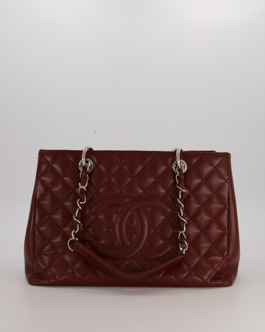 Chanel Burgundy Caviar GST Grand Shopper Tote Bag with Silver Hardware