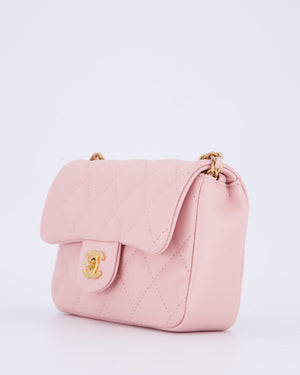 *HOT* Chanel 22B Light Pink Mini Flap Bag in Lambskin Leather with Brushed Gold Hardware and Hearts Charms Detail