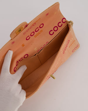 Chanel Vintage East West Chocolate Bar Flap Bag in Pink Canvas with Coco Logo Print and 24K Gold Hardware