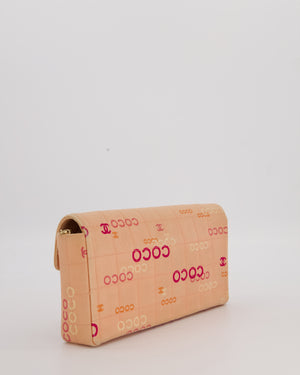 Chanel Vintage East West Chocolate Bar Flap Bag in Pink Canvas with Coco Logo Print and 24K Gold Hardware