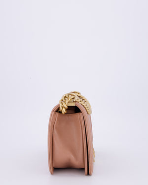 Chanel Nude Medium Boy Bag in Chevron Caviar Leather with Brushed Gold Hardware