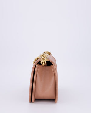 Chanel Nude Medium Boy Bag in Chevron Caviar Leather with Brushed Gold Hardware