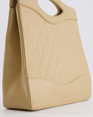 Chanel Vintage 31 Beige Quilted Lambskin Tote Bag with 24K Gold Hardware