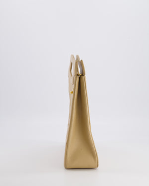 Chanel Vintage 31 Beige Quilted Lambskin Tote Bag with 24K Gold Hardware