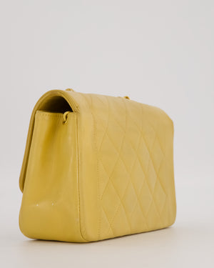 *RARE* Chanel Yellow Vintage Small Diana Flap Bag in Beige Lambskin Leather with 24K Gold Hardware