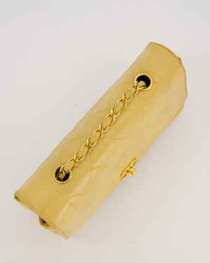 *RARE* Chanel Yellow Vintage Small Diana Flap Bag in Beige Lambskin Leather with 24K Gold Hardware