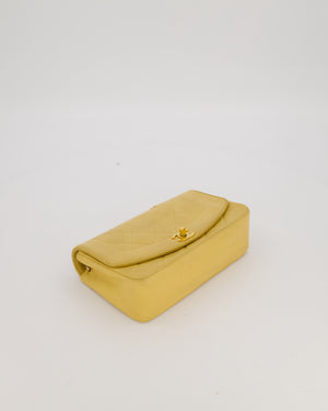 *RARE* Chanel Yellow Vintage Small Diana Flap Bag in Beige Lambskin Leather with 24K Gold Hardware