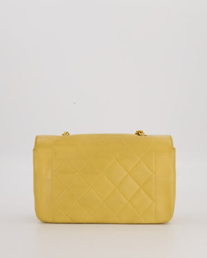 *RARE* Chanel Yellow Vintage Small Diana Flap Bag in Beige Lambskin Leather with 24K Gold Hardware