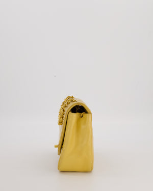 *RARE* Chanel Yellow Vintage Small Diana Flap Bag in Beige Lambskin Leather with 24K Gold Hardware