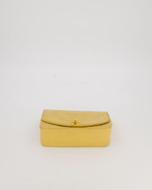 *RARE* Chanel Yellow Vintage Small Diana Flap Bag in Beige Lambskin Leather with 24K Gold Hardware
