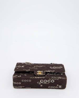 Chanel Vintage Black Medium Double Flap Bag in Canvas Coco Logo Detail with 24K Gold Hardware