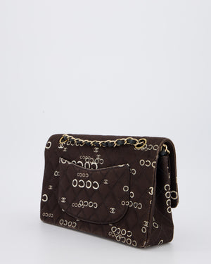 Chanel Vintage Black Medium Double Flap Bag in Canvas Coco Logo Detail with 24K Gold Hardware
