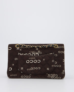 Chanel Vintage Black Medium Double Flap Bag in Canvas Coco Logo Detail with 24K Gold Hardware
