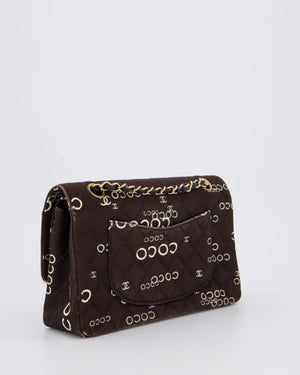 Chanel Vintage Black Medium Double Flap Bag in Canvas Coco Logo Detail with 24K Gold Hardware