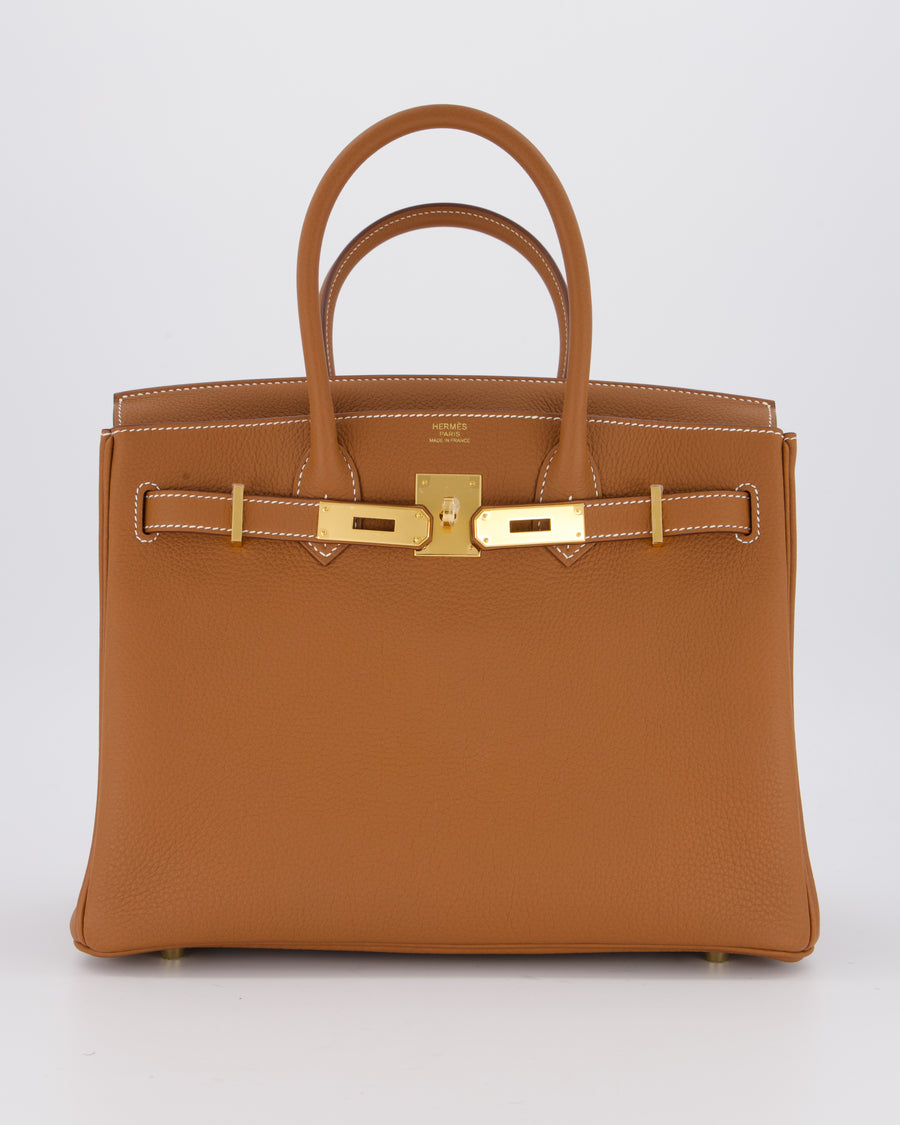 *RARE* Hermès Birkin 30 Retourne Bag in Gold Togo Leather With Gold Hardware
