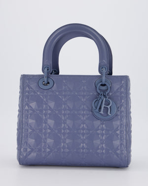 Christian Dior Blue Medium Lady Dior Bag in Ultra Matte Diamond Motif Calfskin Cannage Leather with Blue Hardware