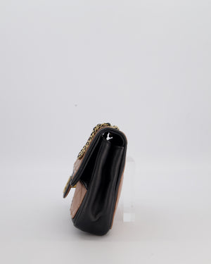 Chanel Black & Nude Medium Single Flap Bag in Lambskin Leather with Champagne Gold Hardware