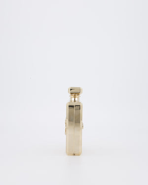 Chanel 2022 Gold Minaudière Perfume Bottle with Chanel CC Logo and Letter Details