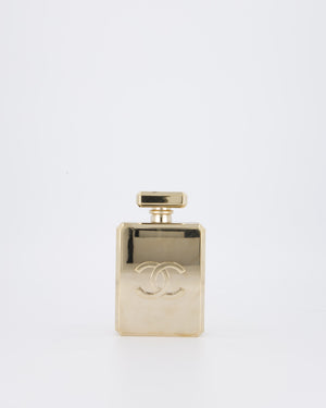 Chanel 2022 Gold Minaudière Perfume Bottle with Chanel CC Logo and Letter Details